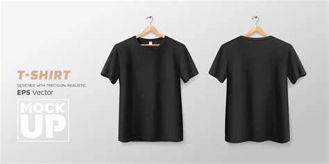 Black T Shirt Front And Back Mockup Hanging Realistic Collections