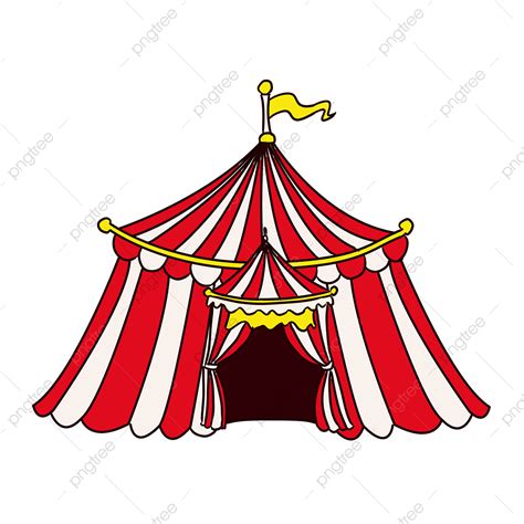 Circus Tent Clipart Transparent Background Cartoon Style Yellow