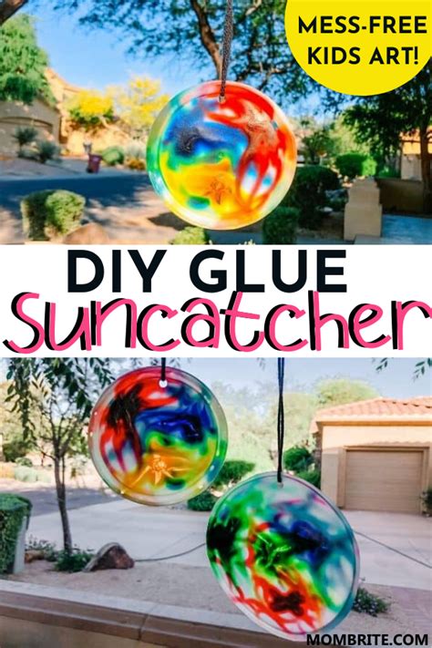 Colorful Diy Glue Suncatcher Craft Mombrite In 2020 Diy Glue Cheap Kids Crafts Indoor