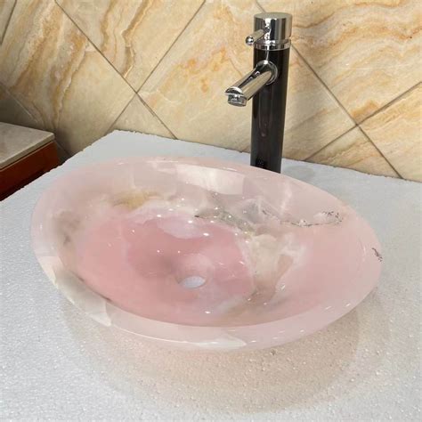Luxury Pink Onyx Bathroom Vessel Wash Sinks Bathroom Sink