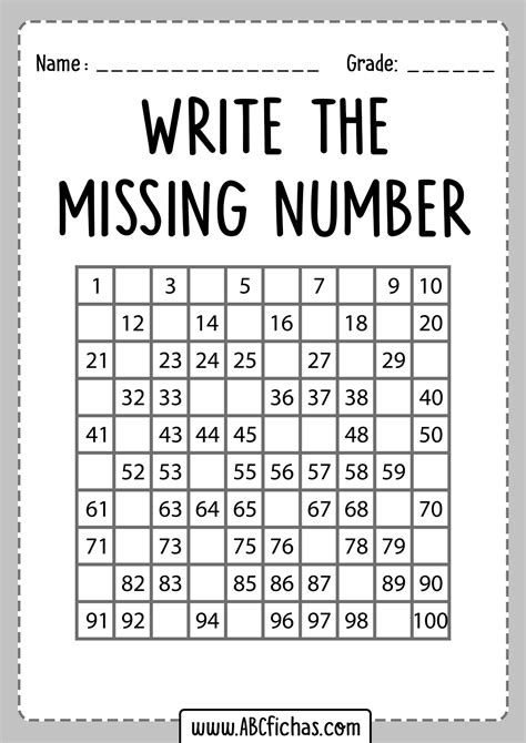 Math Worksheets Missing Numbers