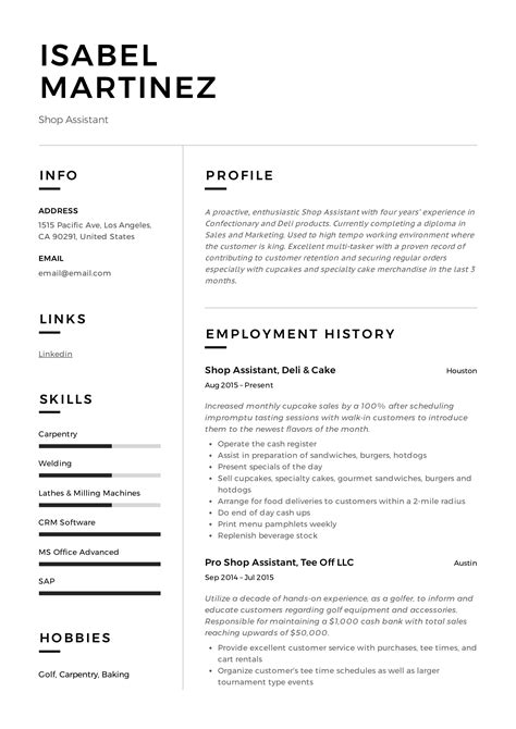 Polish your resume and make it shine for your next job opportunity! Shop assistant Resume Sample | Resume examples, Guided ...