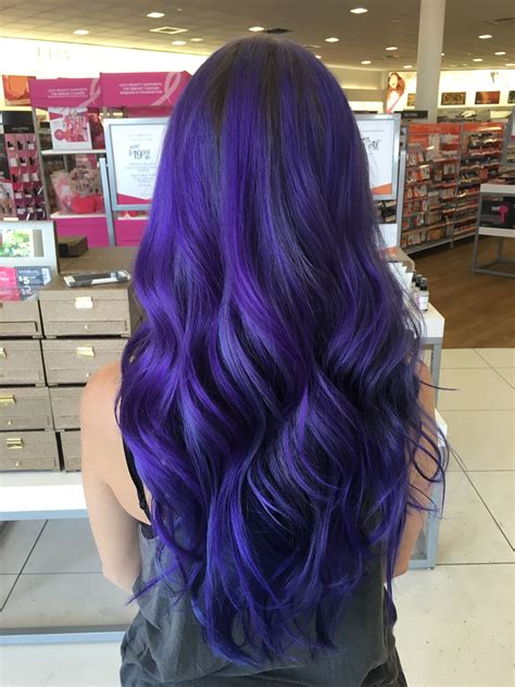 The best products for dyeing dark hair at home. Indigo purple blue hair. Done with a mix of pravana vivids ...