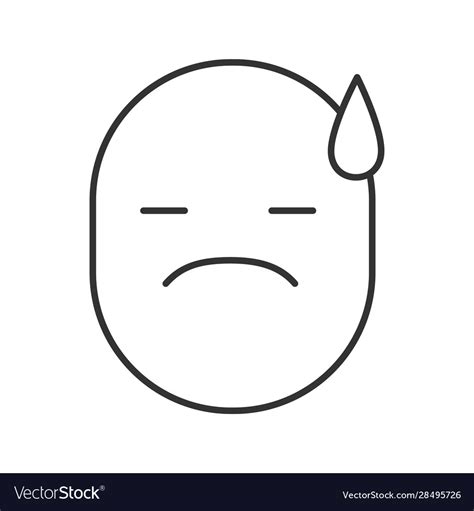 Face With Cold Sweat Linear Icon Royalty Free Vector Image