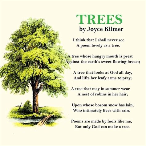 Trees By Joyce Kilmer Nature Quotes Trees Tree Poem Joyce Kilmer