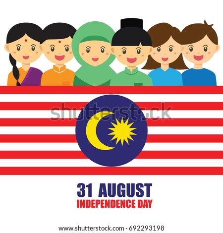 Malaysia was formed in 1963 when the former british colony of singapore and the east malaysian states of sabah and sarawak, joined the federation of malaya. Malaysia National Independence Day Illustration Cute Stock ...