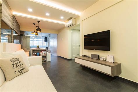 Hdb 3 Rooms Modern Contemporary Design Living With Dark Grey