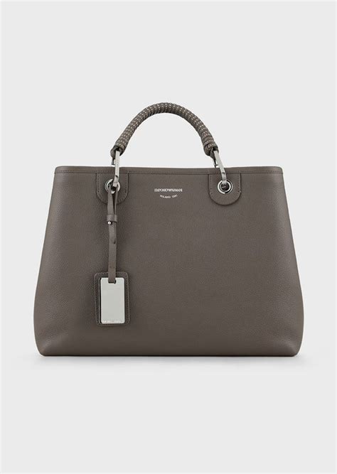 Emporio Armani Myea Bag Leather Shopper Bag With Studded Handles