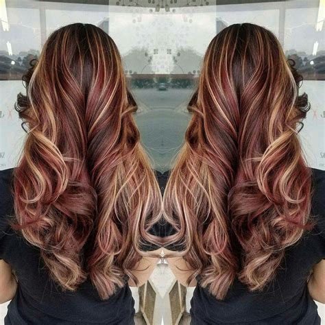 Honey blonde and wispy brown highlights. Red hair, brown hair, blonde highlights, Burgundy hair ...