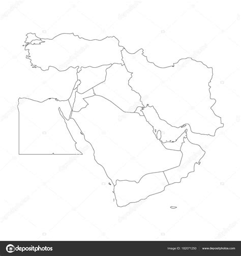 Blank Map Of Middle East Or Near East Simple Flat Outline Vector