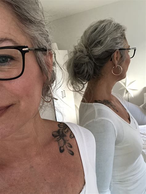 Messy Grey Bun Long Gray Hair Grey Hair Inspiration Natural Gray Hair