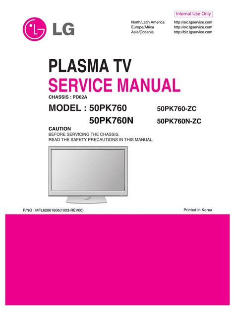 lg 50pk760n zc service manual pdf download manualslib