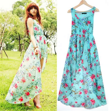 2014 Hot Sexy Summer Chiffon Elegent Flower Floral Print Casual Dresses