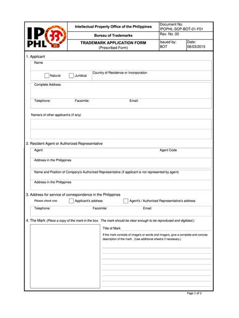 Printable Trademark Application Form Printable Templates