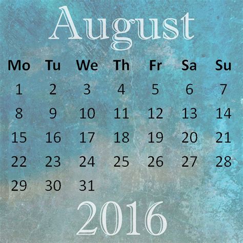 Check spelling or type a new query. August 2016 Calendar Free Stock Photo - Public Domain Pictures