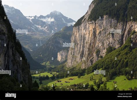 View Of The Scenic Lauterbrunnen Valley In Jungfraujoch Switzerland In