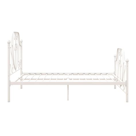 Dhp Ivorie Metal Bed Full Size Frame Adjustable Base Height White