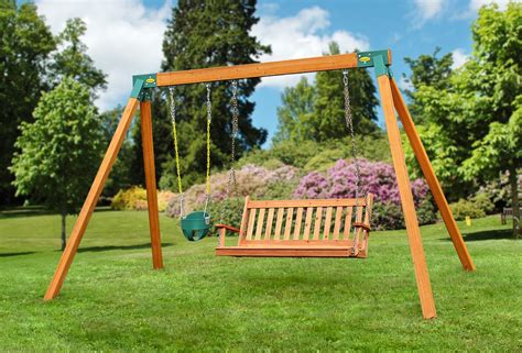 Make smart use of wooden planks and nautical rope to make interesting looking tree swings that will live for a year to. Classic Cedar Bench A-Frame Swing Set | Order Online!