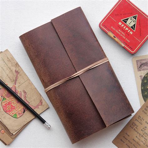 Embossed Large Leather Travel Journal By Scaramanga