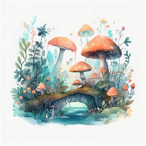 Enchanted Forest Cartoon Illustration On White Background For Children