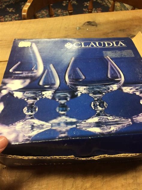 6 claudia crystal stemware by import assoc 5 brandy glasses w box ebay