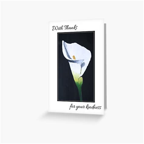 Thank You Sympathy Card Oil Painted Calla Lily Greeting Card For