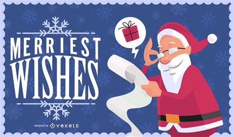 Christmas Card With Santa And Greetings Vector Download
