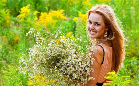 Wallpaper Sunlight Women Outdoors Model Blonde Flowers Nature