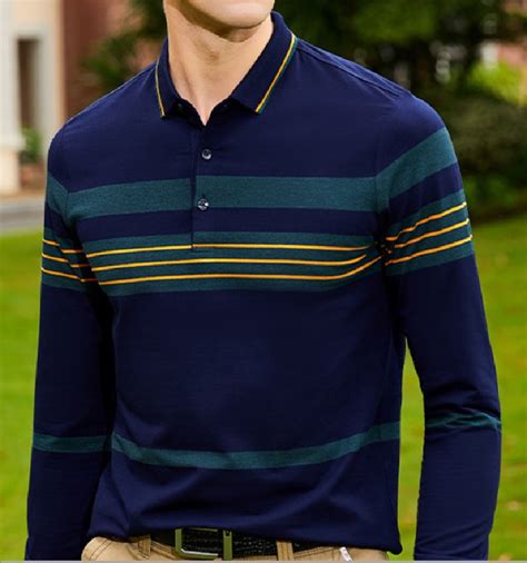 Timtex Custom Polo Long Sleeve Embroidered Stripe Polo Shirt Men