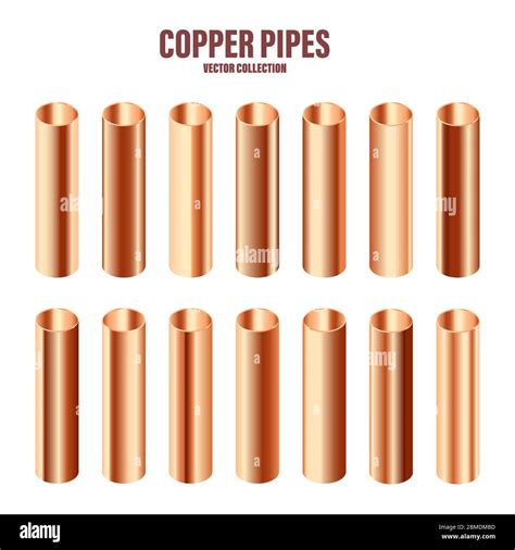 Copper Pipes Collection Construction Material Polished Metal Texture