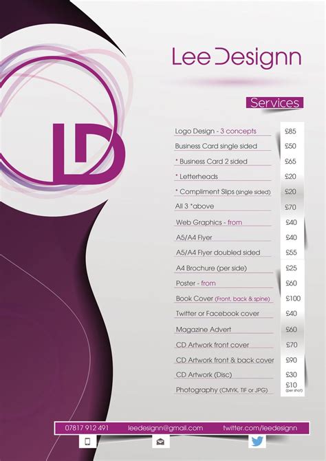 Graphic Design Price List 2016 Ferisgraphics