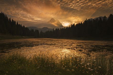 Wallpaper Sunlight Landscape Forest Mountains Sunset Lake