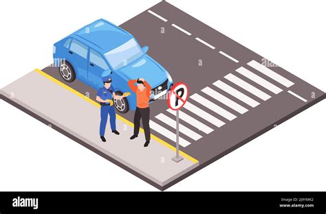 Policeman Giving Ticket To Man For Parking Violation 3d Isometric