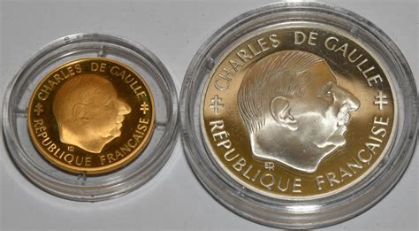 Frankreich 2 X 1 Franc Gold Und Silber 1988 M0025 Charles De Gaulle