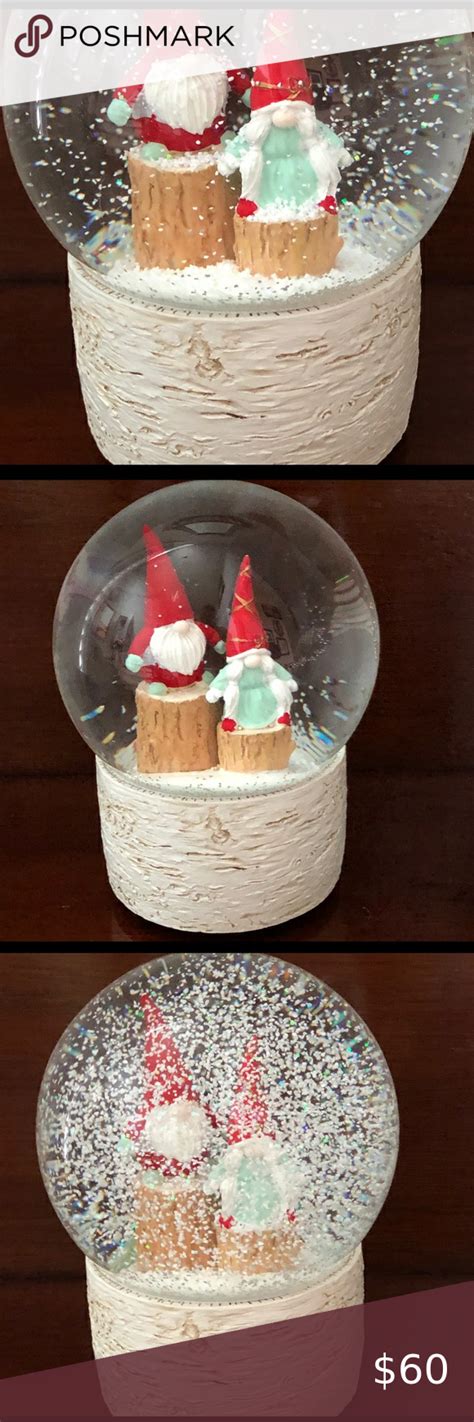 Winded Up Gnome Snow Globe Holiday Platters Snow Globes Grey