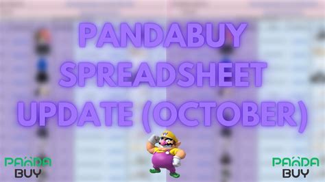 Best Pandabuy Spreadsheet Update October Youtube