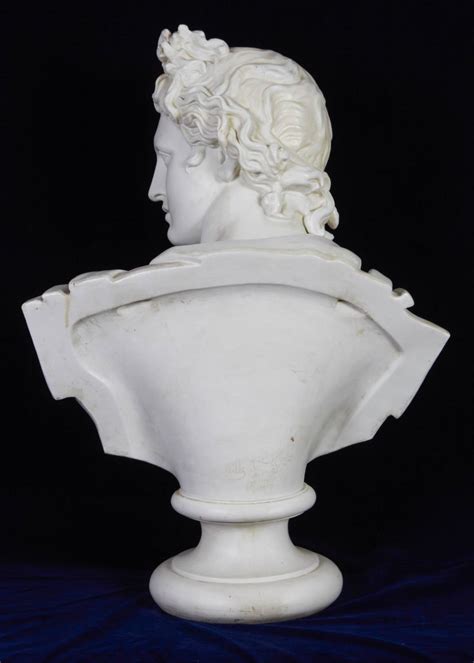 Large Antique Porcelain Bust Of Apollo Of Belvedere French Signed And