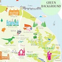 Illustrated hand drawn Map of Norfolk by UK artist Holly Francesca.