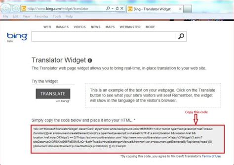 Translate Your Web Site Using Bing Translator Widget