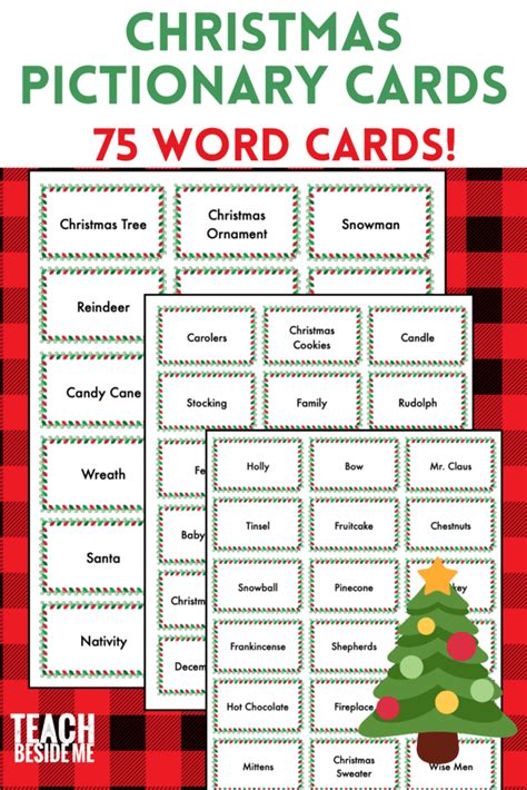 Free Printable Christmas Pictionary Game Cards Teach Beside Me