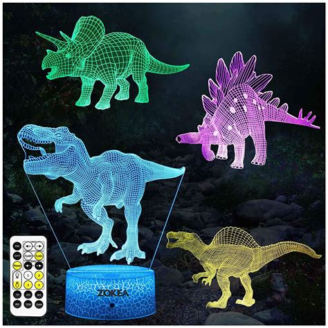 Zokea Acrylic Dinosaur Night Light 4 Pack Dinosaur Night Light