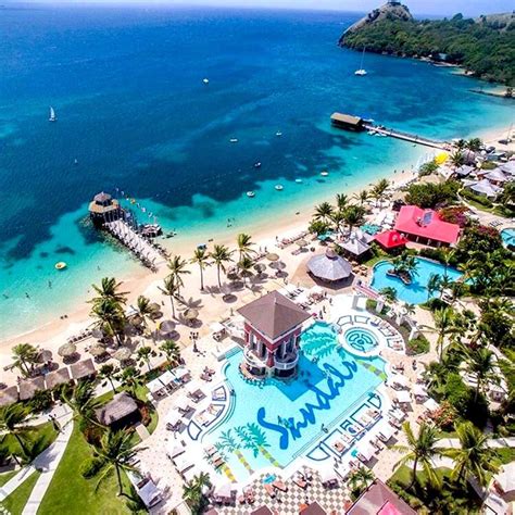 Views From Above The Expansive Main Pool At Sandalsgrandestlucian