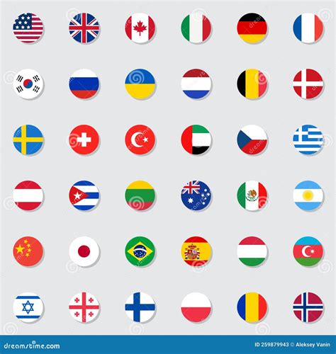 World Flag Collection Flat Icon Set Stock Illustration Illustration