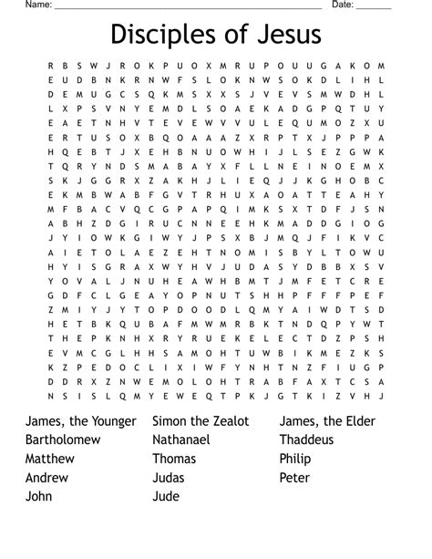 12 Disciples Word Search Wordmint