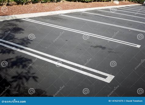 Empty Parking Lot Spaces Stock Image Image Of Sign 147621075