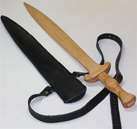 Toy Wooden Sword With Leather Sheath