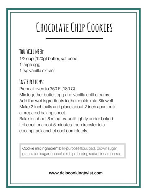 Simple Way To Recipe Card Printable Chocolate Chip Cookie Recipe