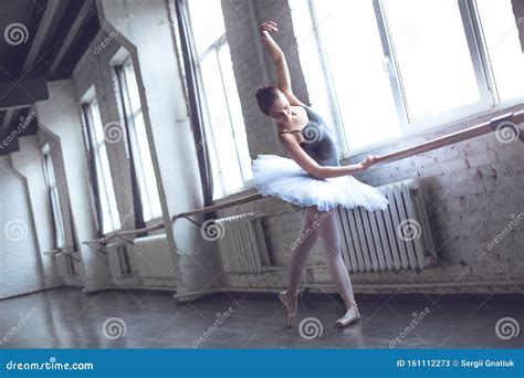 Young Ballet Dancer Practice Bend In Studio Active Lifestyle Stock