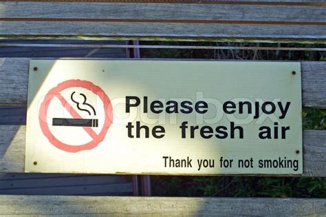Creative No Smoking Sign Enjoy The Fresh Air Stock