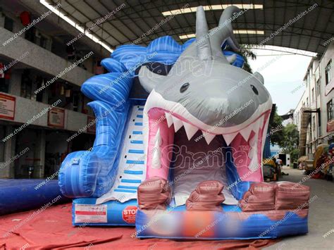 Giant Shark Inflatable Slide Channal Inflatables